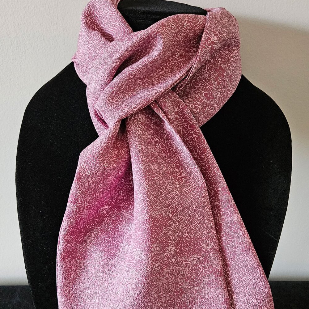Japanese Kimono Scarf S4320 - Orchid Color Poly with Tiny Print